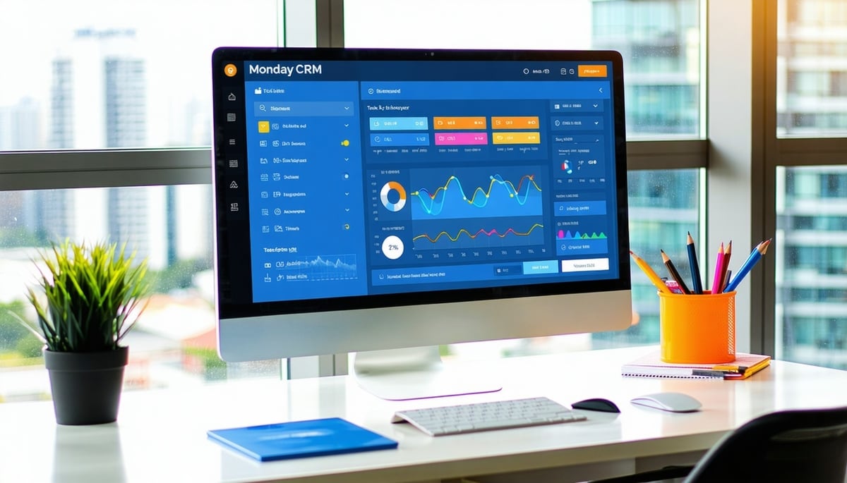 Monday CRM einrichten | Computer-Bildschirm mit monday CRM