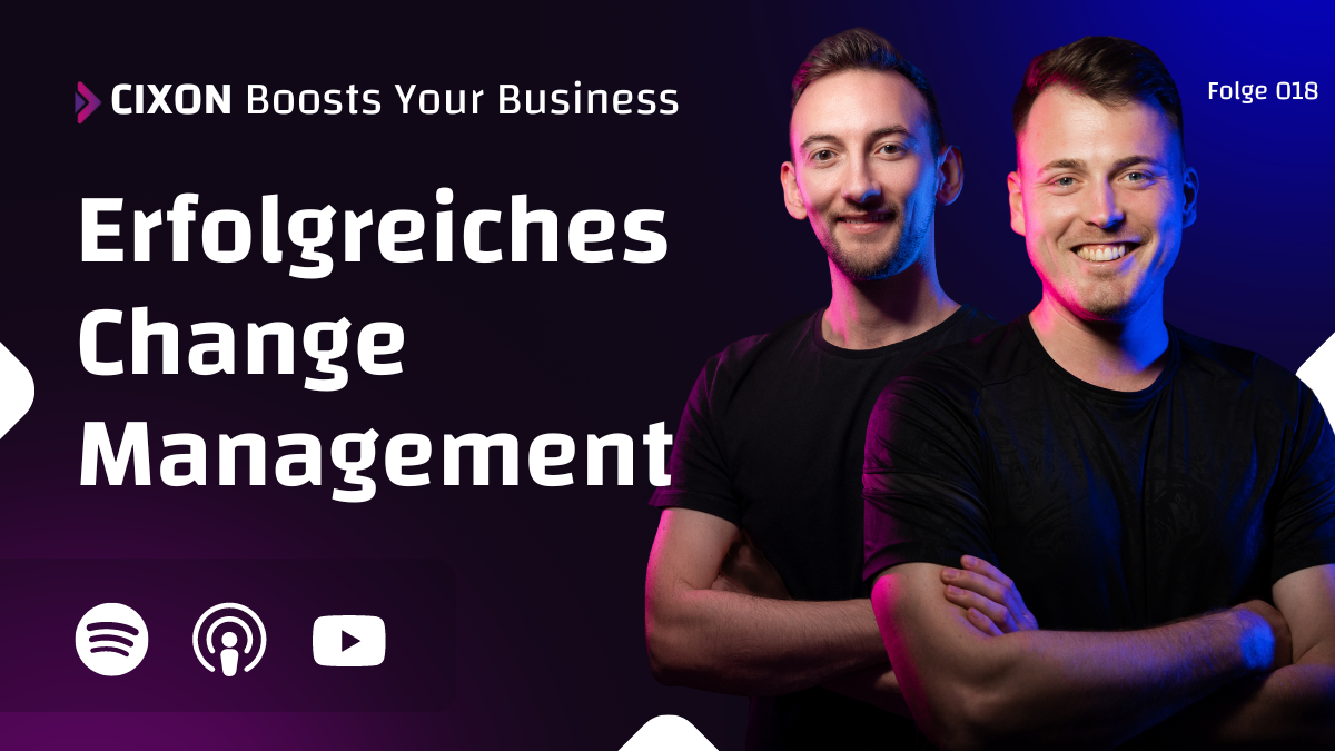 Change Management bei CRM Projekten und Einführung - Bild mit Stefan und Dominik auf dunklem Hintergrund