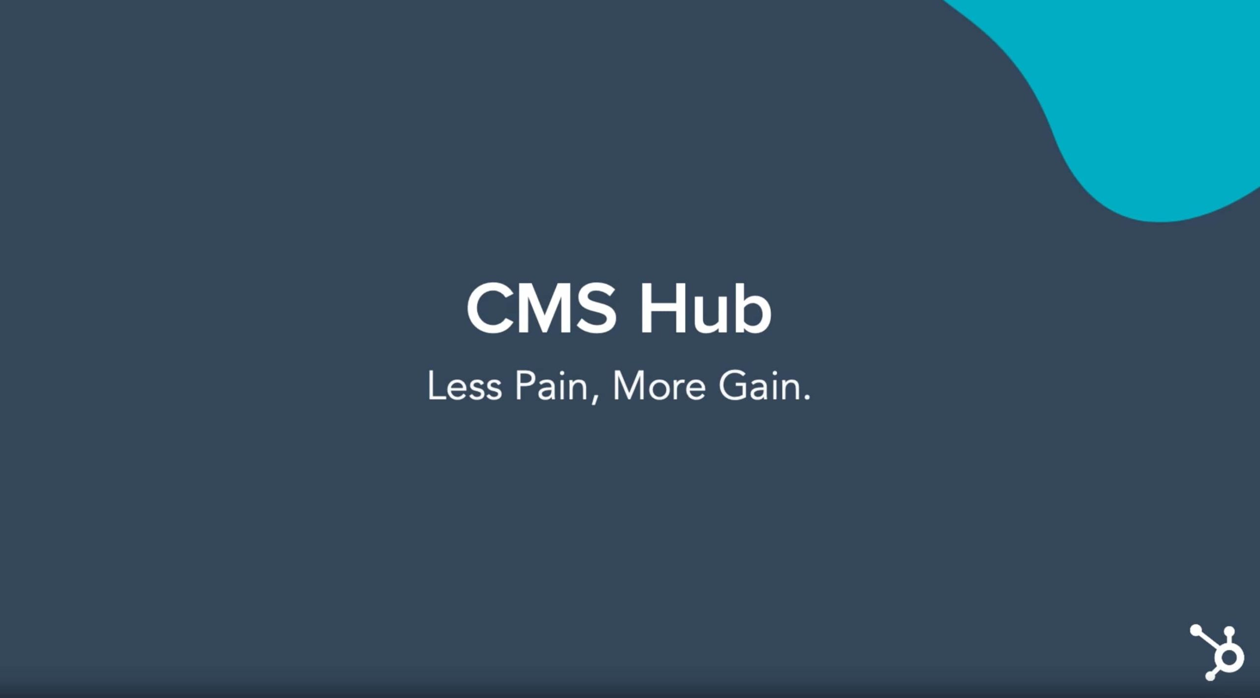 Hubspot CMS Hub - Less pain more Gain Slogan Hubspot CMS Hub - Less pain more Gain Slogan