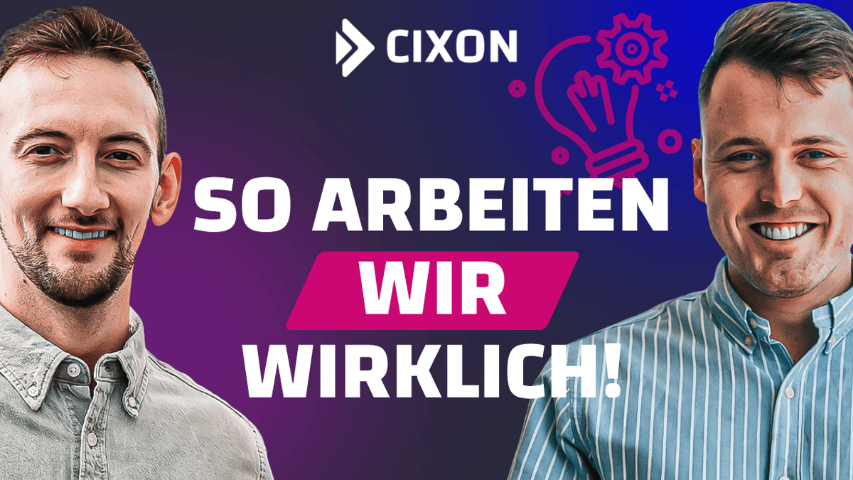 HubSpot Partner Zusammenarbeit mit CIXON | Stefan Wendt & Dominik Enzler vor lila/ blauem Hintergrund und weißer Schrift