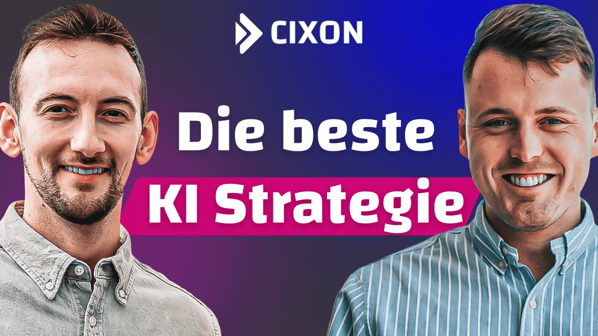 So entwickelst Du Deine klare KI Strategie | Dominik Enzler & Stefan Wendt vor dunklem Hintergrund mit weißer Schrift 