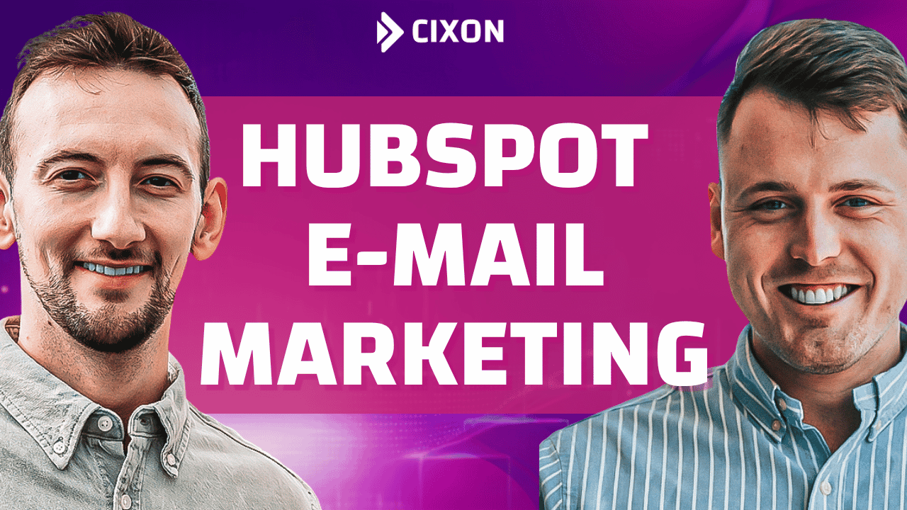 HubSpot E-Mail Marketing | Stefan Wendt & Dominik Enzler vor pinkem Hintergrund und weißer Schrift 