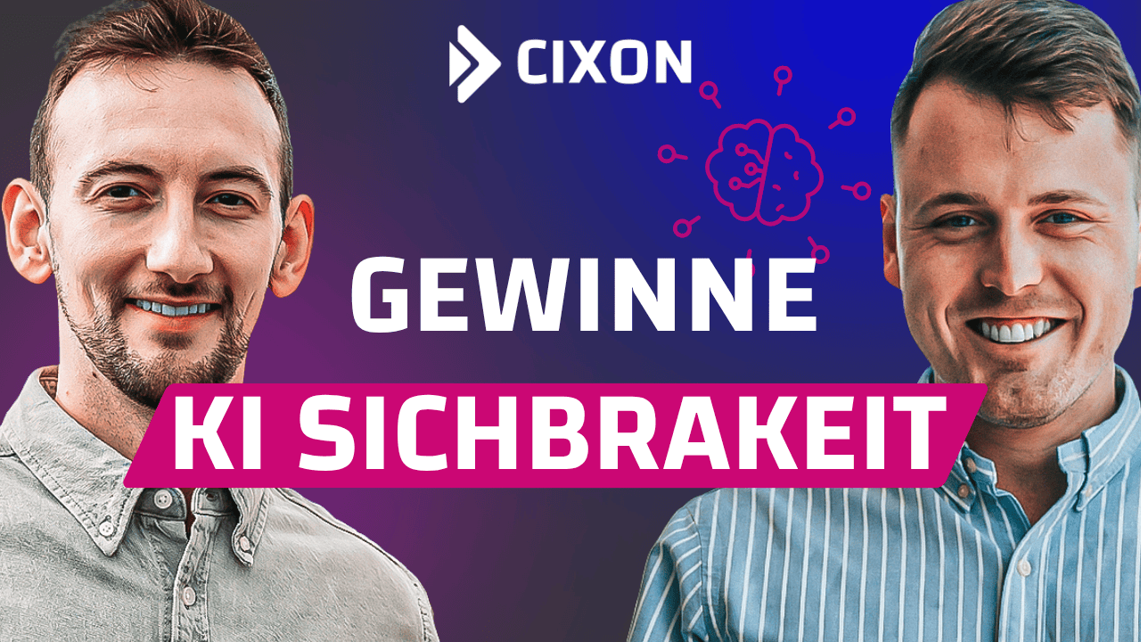 Podcast Thumbnails | KI Sichtbarkeit gewinnen – AEO Tool HubSpot | Dominik Enzler & Stefan Wendt vor lila & blauem Hintergrund und weißer Schrift 